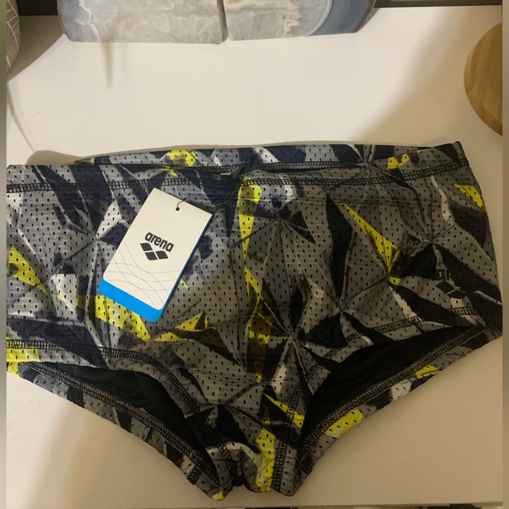 Arena Gray and Yellow Swim Trunks